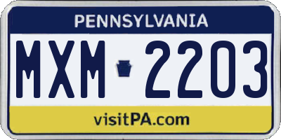 PA license plate MXM2203