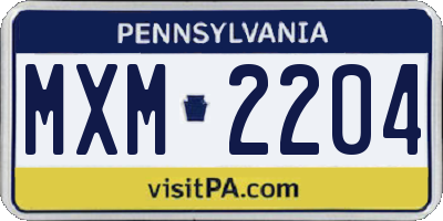 PA license plate MXM2204