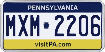 PA license plate MXM2206