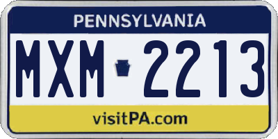 PA license plate MXM2213