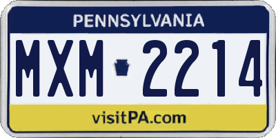 PA license plate MXM2214
