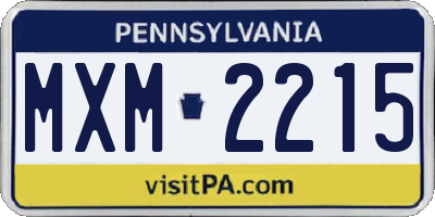 PA license plate MXM2215