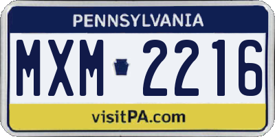 PA license plate MXM2216