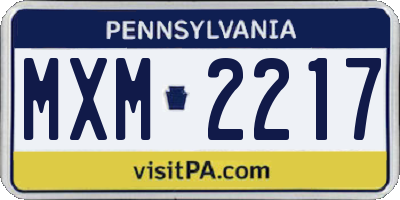 PA license plate MXM2217