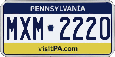 PA license plate MXM2220