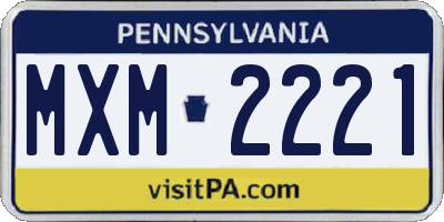 PA license plate MXM2221
