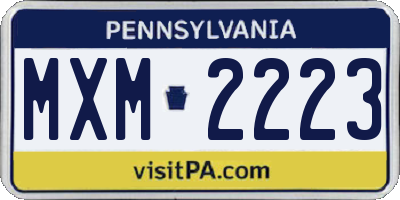PA license plate MXM2223