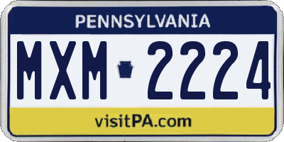 PA license plate MXM2224