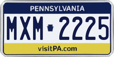 PA license plate MXM2225
