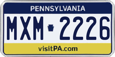 PA license plate MXM2226