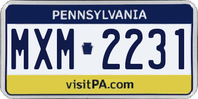 PA license plate MXM2231