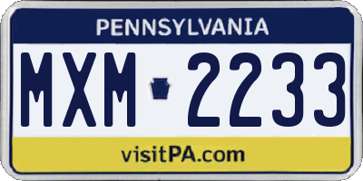 PA license plate MXM2233