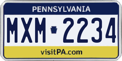PA license plate MXM2234