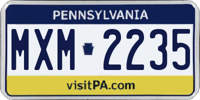 PA license plate MXM2235