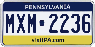 PA license plate MXM2236
