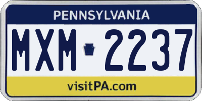 PA license plate MXM2237