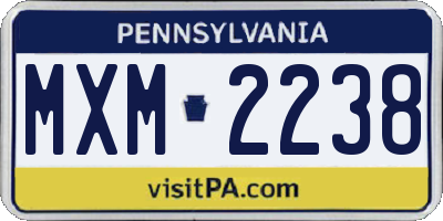 PA license plate MXM2238