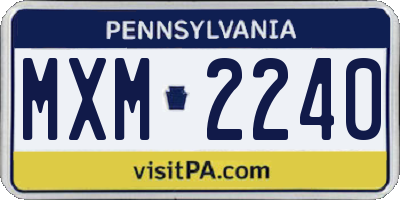 PA license plate MXM2240