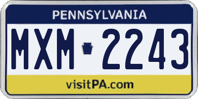 PA license plate MXM2243