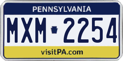 PA license plate MXM2254