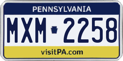 PA license plate MXM2258