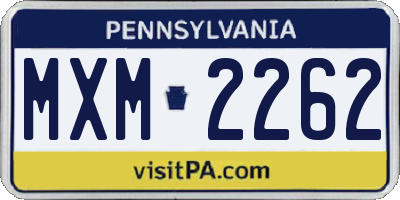 PA license plate MXM2262