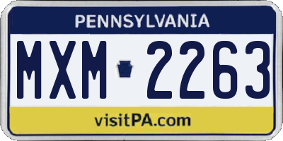 PA license plate MXM2263