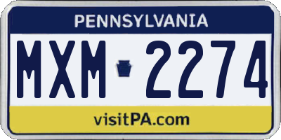 PA license plate MXM2274