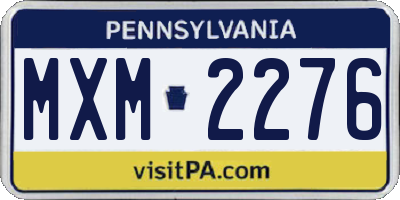 PA license plate MXM2276