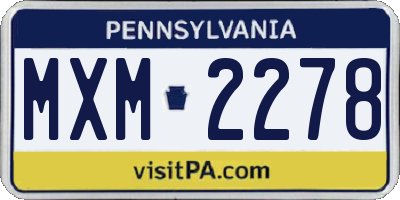PA license plate MXM2278