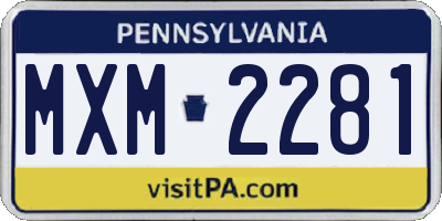 PA license plate MXM2281