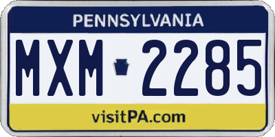 PA license plate MXM2285