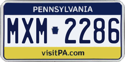 PA license plate MXM2286