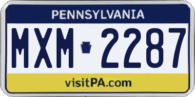 PA license plate MXM2287