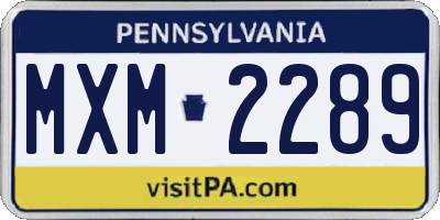 PA license plate MXM2289