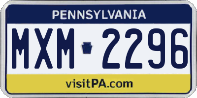 PA license plate MXM2296
