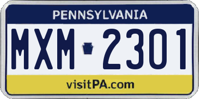 PA license plate MXM2301