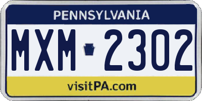 PA license plate MXM2302