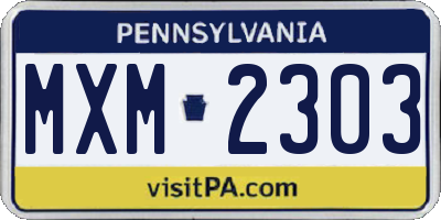 PA license plate MXM2303
