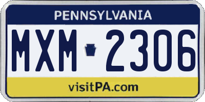 PA license plate MXM2306