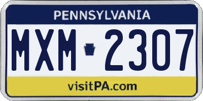 PA license plate MXM2307