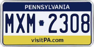 PA license plate MXM2308