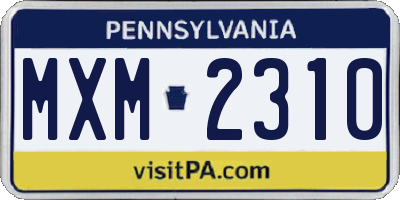 PA license plate MXM2310