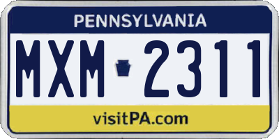 PA license plate MXM2311