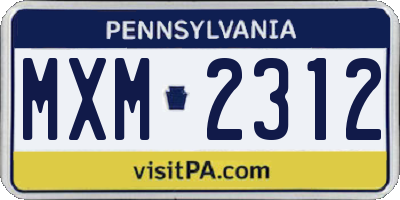 PA license plate MXM2312