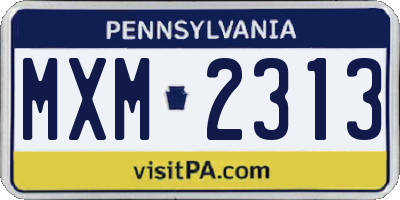 PA license plate MXM2313