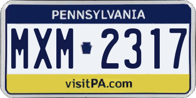 PA license plate MXM2317