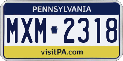 PA license plate MXM2318