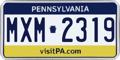 PA license plate MXM2319