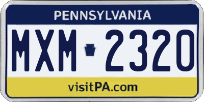 PA license plate MXM2320